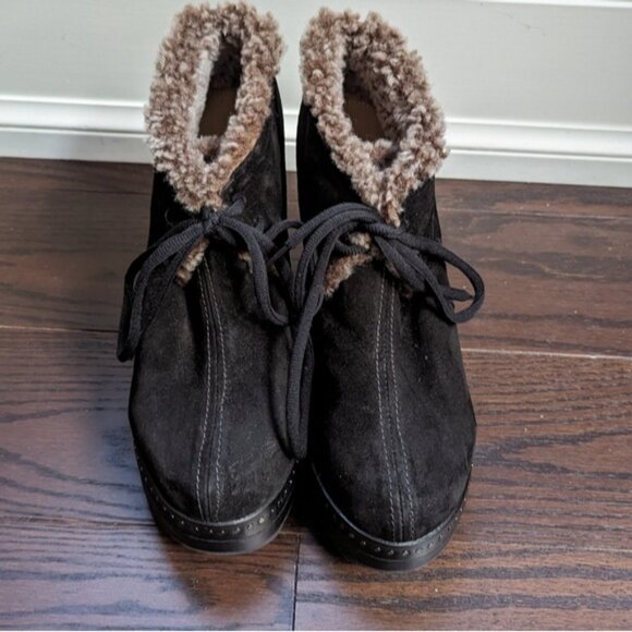Rag & Bone Black Suede Inez Shearling Desert Clog Boots - Picture 2 of 8